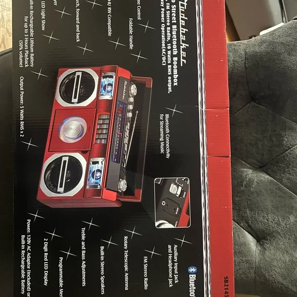Studebaker 80’s Retro Street Bluetooth Boom Box- Red . New In Box - Never Opened - Picture 3 of 12